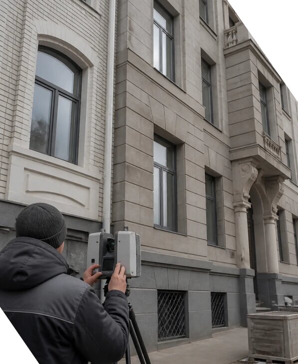 Лазерное сканирование фасадов зданий для обследования в Омске